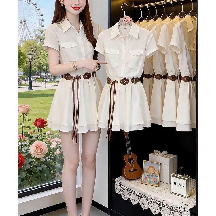 Korean Style Short Sleeve Shir - Korean Style A Line Shirt Dress review and price