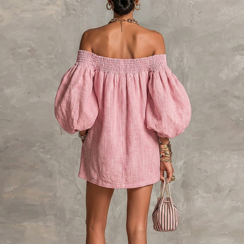 Women's Solid Off Shoulder New - Off Shoulder Puff Sleeve Sundress review and price