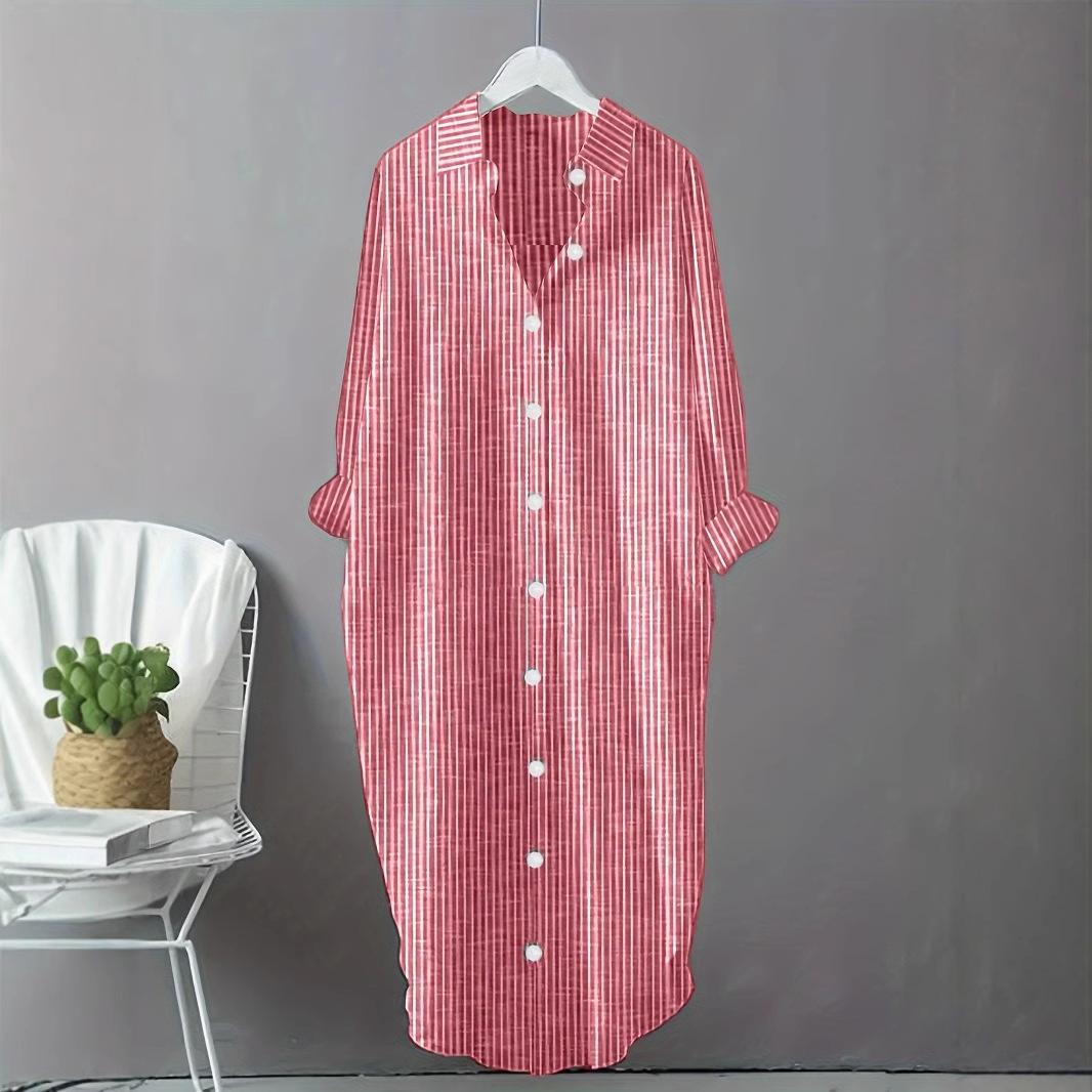 Vintage Cotton Linen Striped S - Casual Loose Linen Shirt Dress review and price