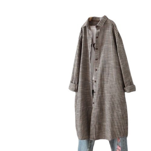 Vintage Cotton Linen Striped S - Casual Loose Linen Shirt Dress review and price