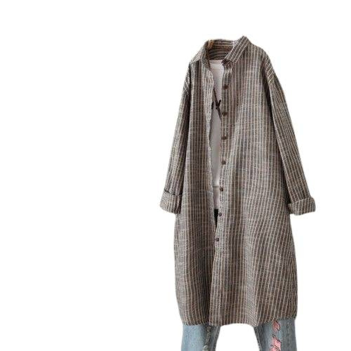 Vintage Cotton Linen Striped S - Casual Loose Linen Shirt Dress review and price