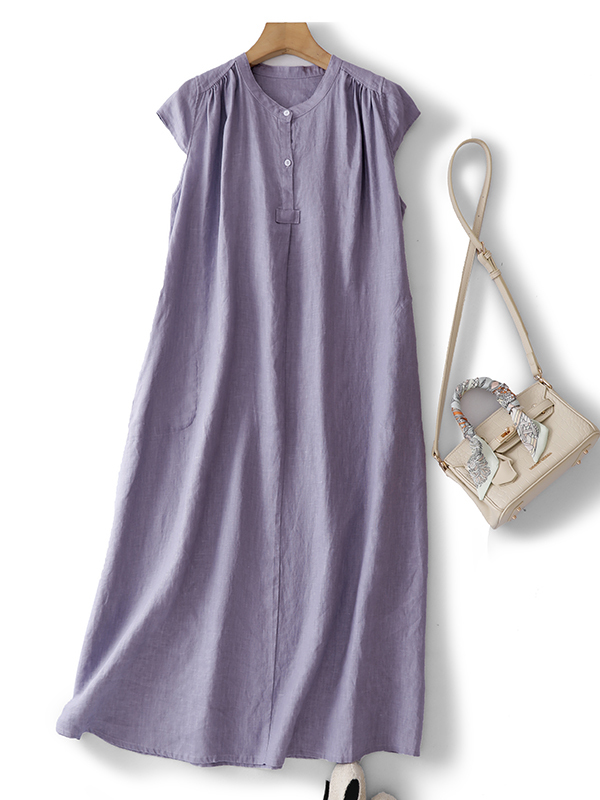 Summer Pure Color Cotton Linen - Casual Loose Linen Shirt Dress review and price