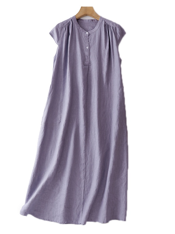 Summer Pure Color Cotton Linen - Casual Loose Linen Shirt Dress review and price
