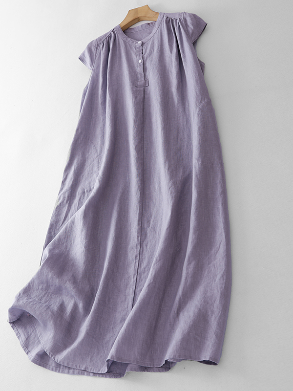 Summer Pure Color Cotton Linen - Casual Loose Linen Shirt Dress review and price