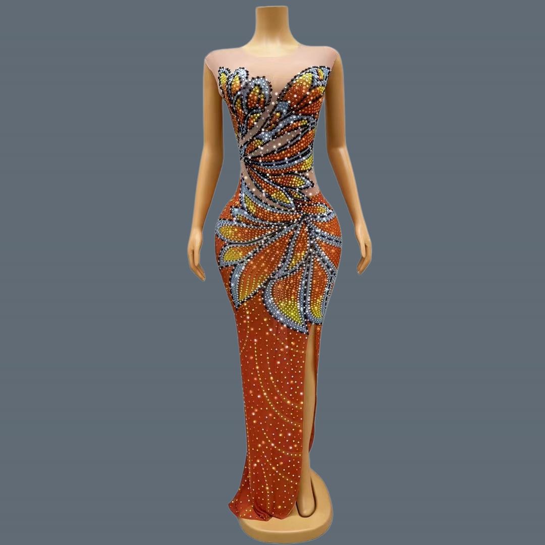 Women Sleeveless Mesh Maxi Dre - Sparkly Rhinestone Club Party Dress review and price