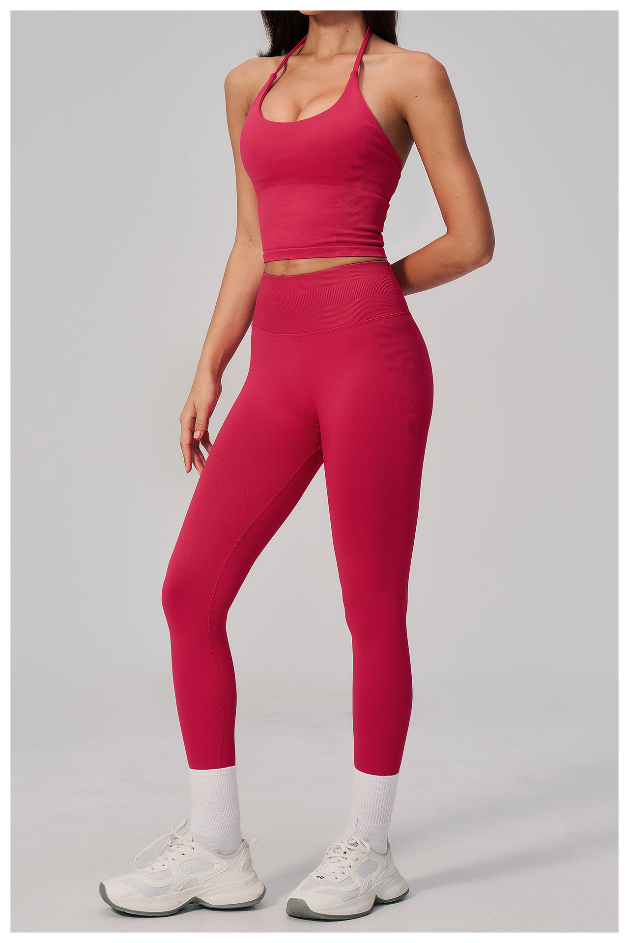 Women's Halter Neck Crop Tank  - Seamless Ribbed Workout Tank Top review and price