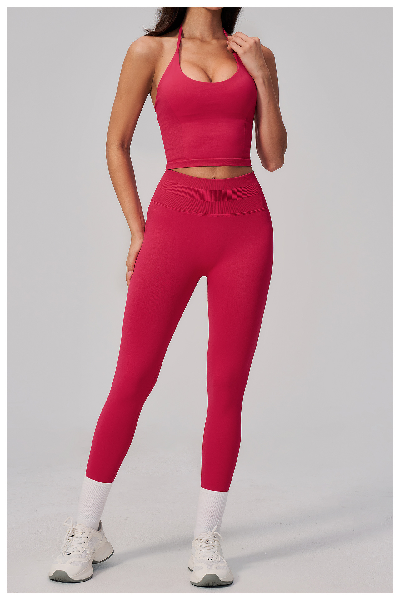Women's Halter Neck Crop Tank  - Seamless Ribbed Workout Tank Top review and price