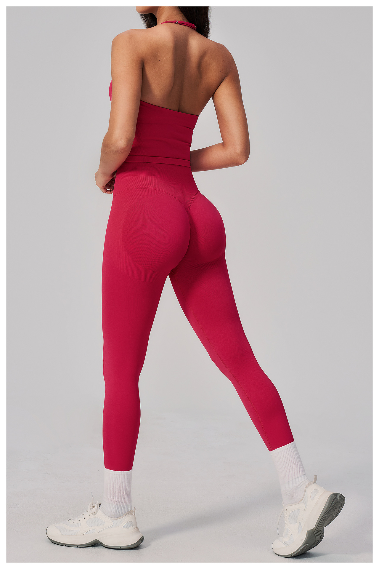Women's Halter Neck Crop Tank  - Seamless Ribbed Workout Tank Top review and price