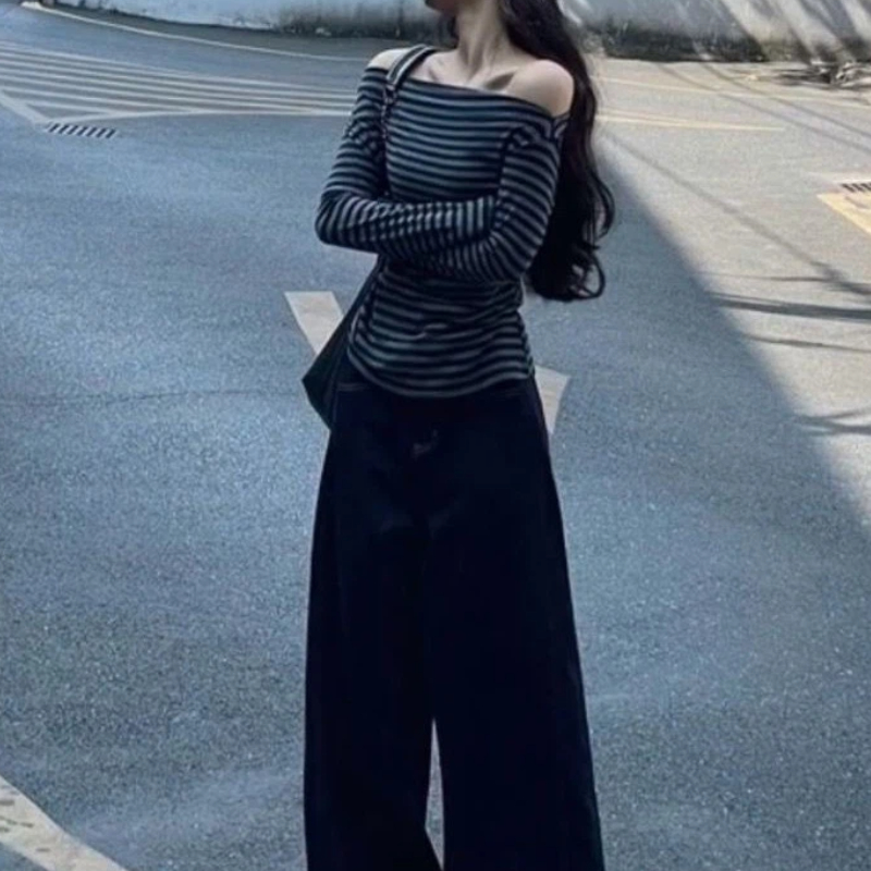 Women Vintage Striped Off Shou - Blouses review and price