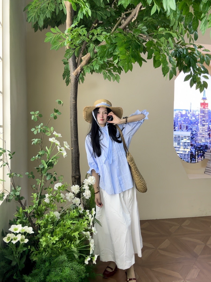 plus Size Women's Blue Bubble  - Korean Style A Line Shirt Dress review and price