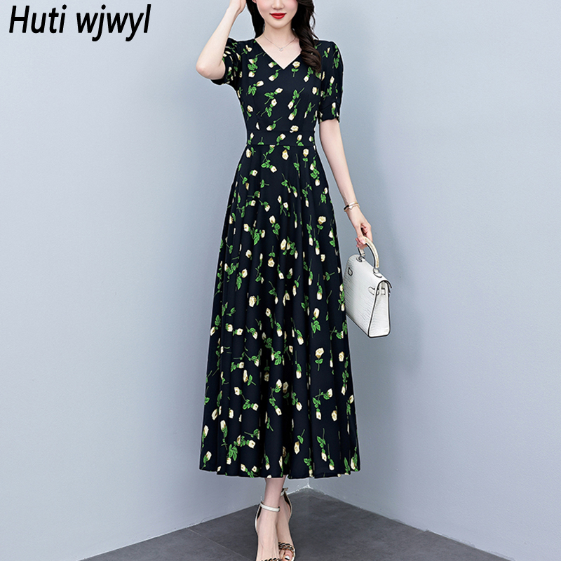 Summer Short Sleeve  Bodycon L - French Vintage Floral Midi Dress review and price