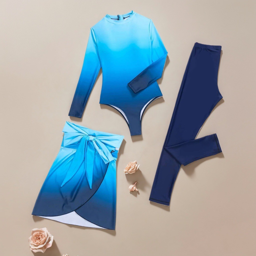 Blue Long Sleeve Swimsuit High - Skirts review and price