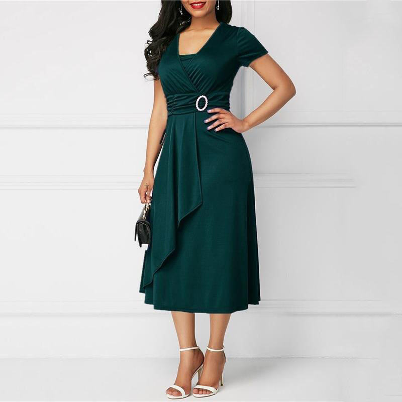 We.Fine Dress Women Solid Colo - French Vintage Floral Midi Dress review and price