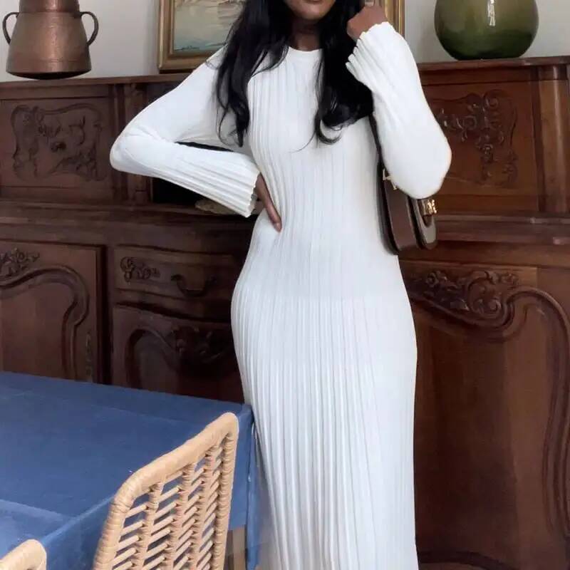 Women Elegant Ribbed Knit Full - Bodycon Long Sleeve Ribbed Dress review and price