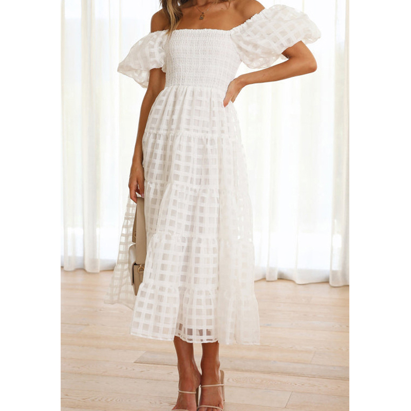 Elegant Off Shoulder Women's S - Off Shoulder Puff Sleeve Sundress review and price