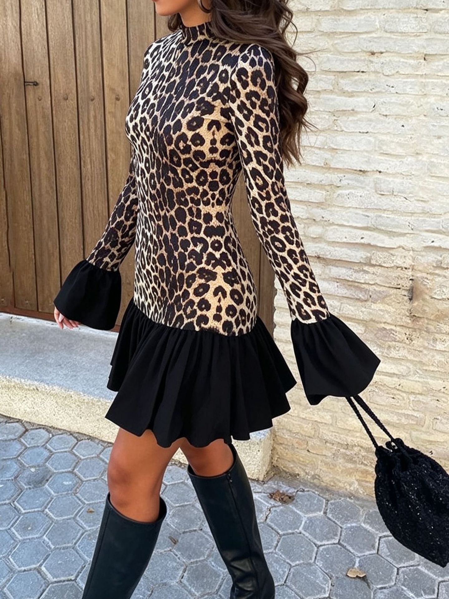 Women's round-neck leopard pri - Dresses review and price