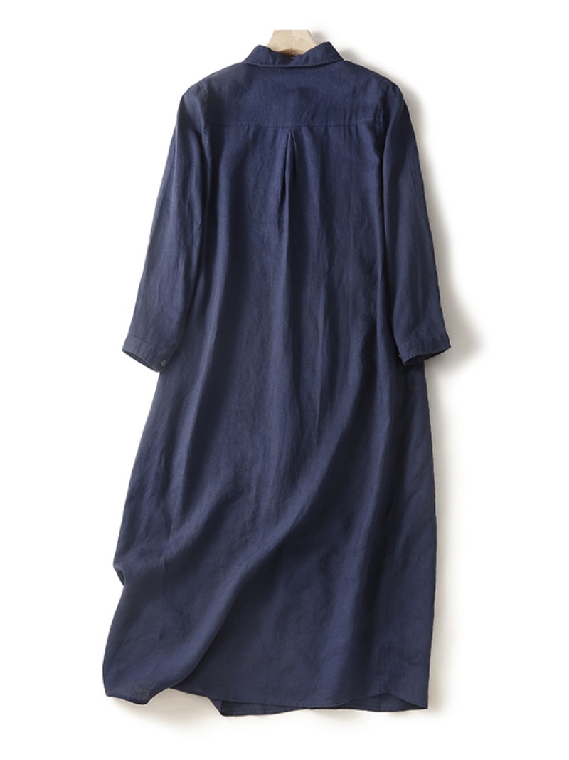 Linen Cotton Blend Long Sleeve - Casual Loose Linen Shirt Dress review and price