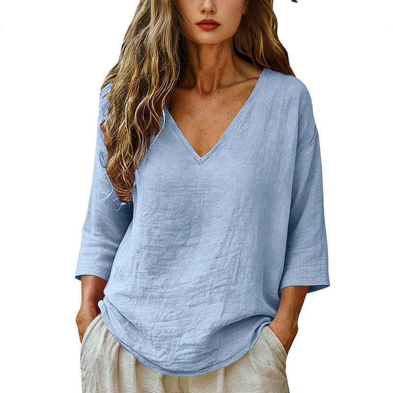 Women V Neck Seven Quarter Sle - Blouses review and price